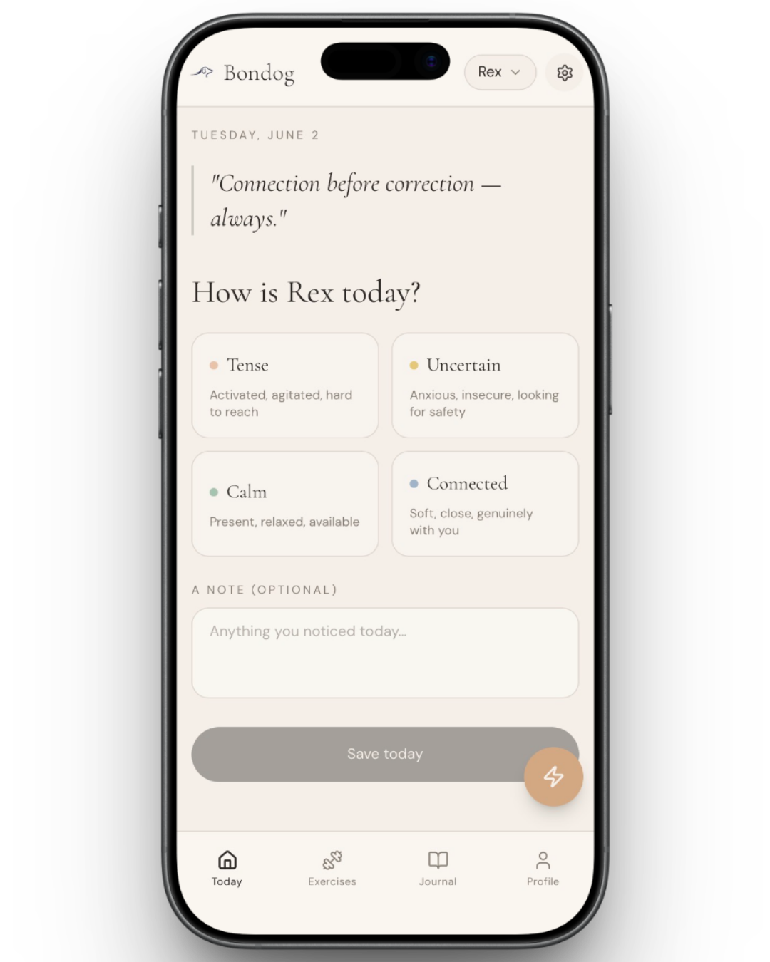 Bondog Emotional PWA phone mockup